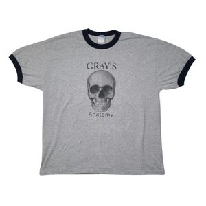 Vintage Gray's Atlas Of Anatomy Skull Ringer T Shirt XL Y2K Biology Studies